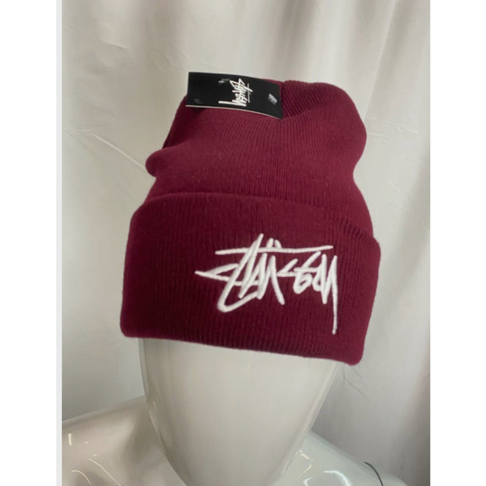 NEW STUSSY BURGUNDY BIG BASIC BEANIE - OS